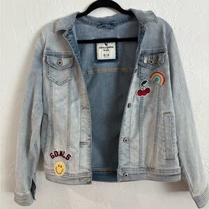 Abercrombie Kids Blue Denim Jacket with Colorful Patches